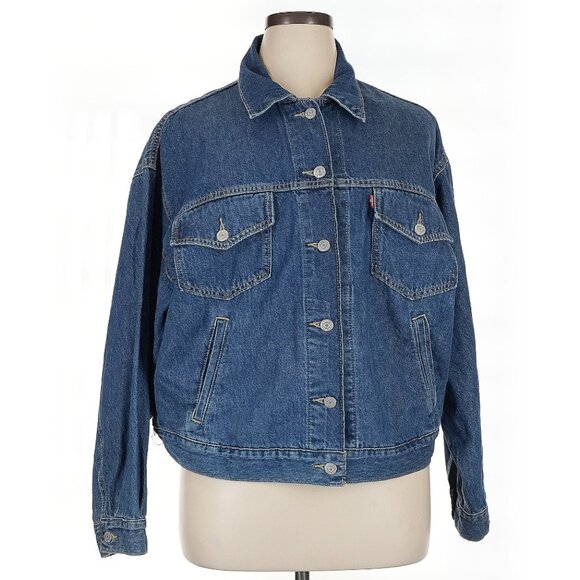 Levi's Women's Pajama Trucker Jacket Classic Blue Denim Jacket - Picture 1 of 11